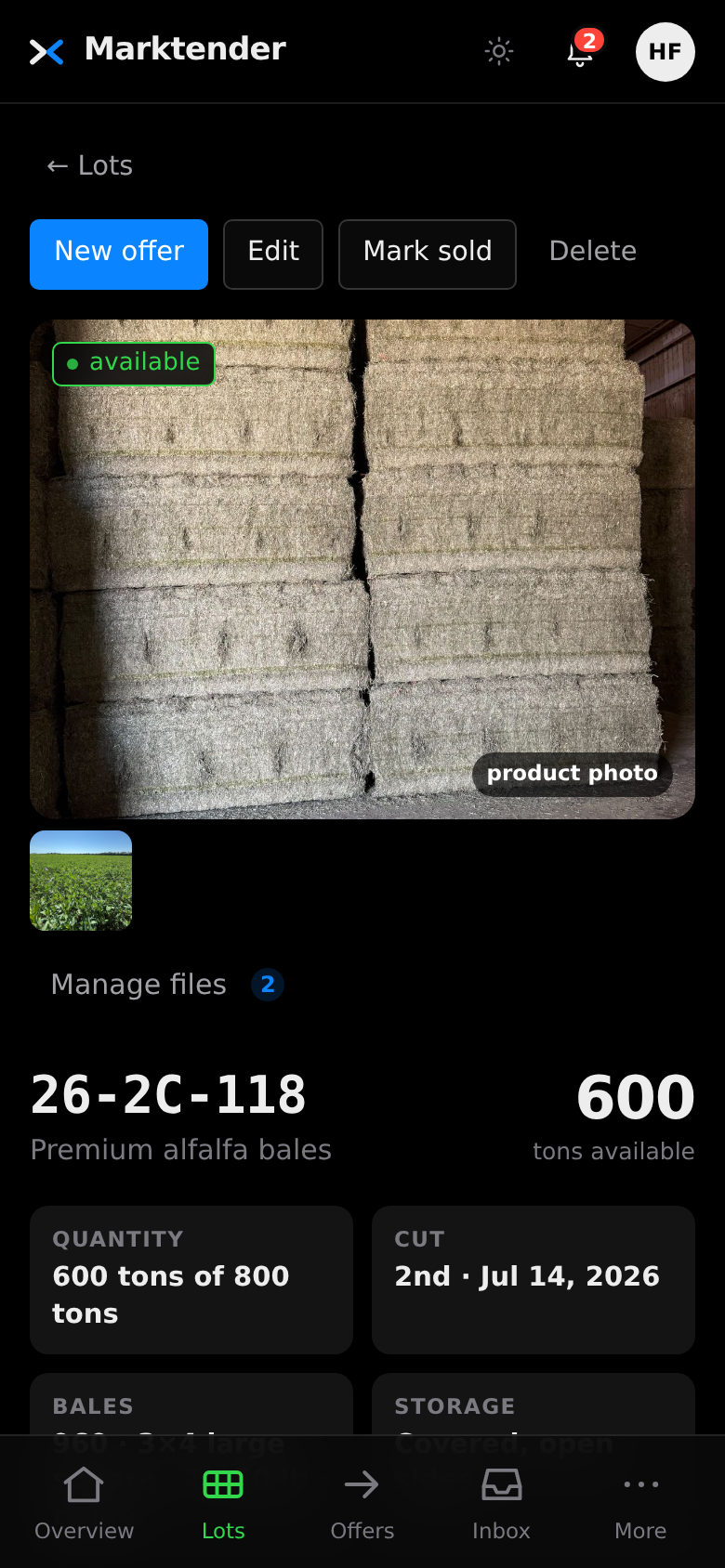 The producer's lot: photos, analysis, 600 tons